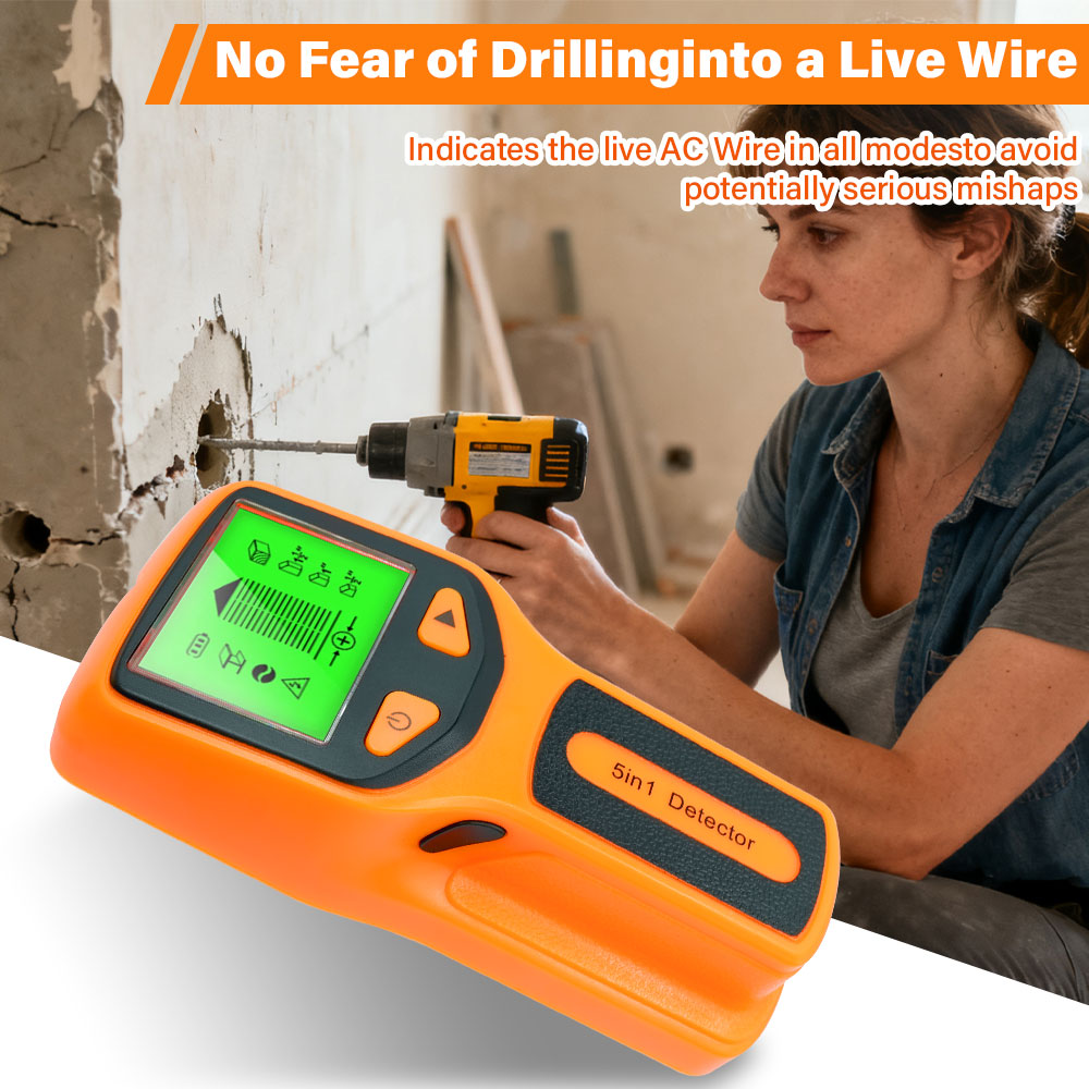 Water Leak Detector Wired - ハンディタイプ5in1デジタル壁内探知機、木材スキャナー、金属探知機（活線、ケーブル、PVC水道管用）