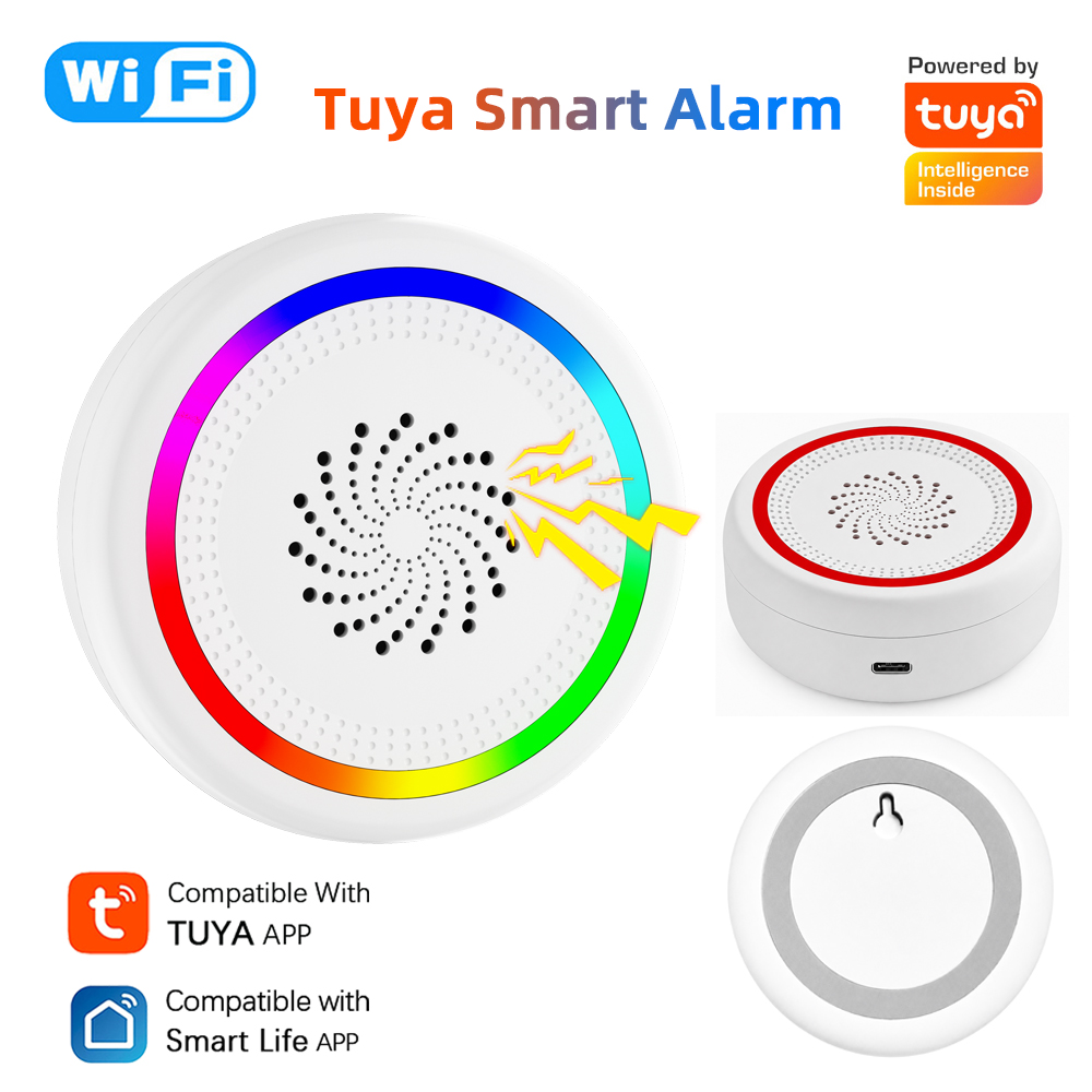 Home Automation Diy - Tuya WiFiサイレンインテリジェンス可聴・発光アラーム スマートライフアプリ ホームDIY連携制御 17種類の音声プロンプトサウンド付き