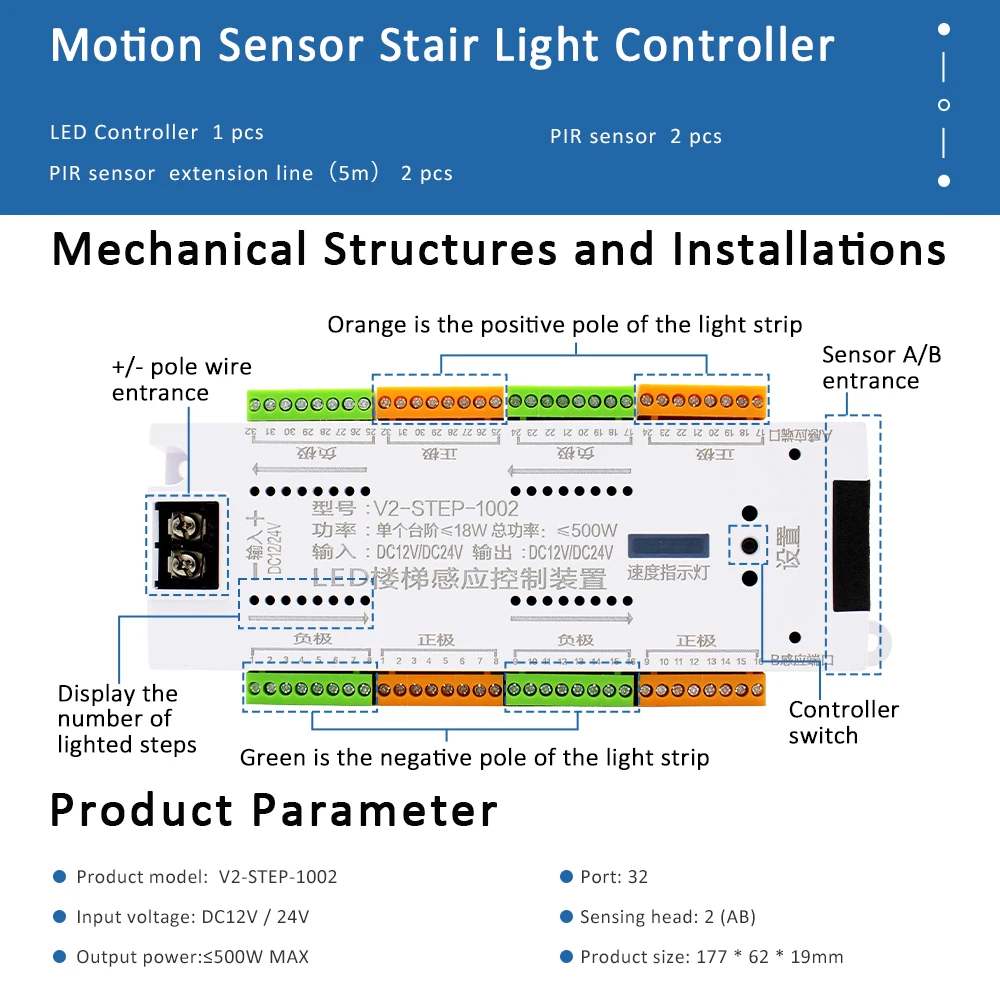 12V LED階段PIRモーションセンサーコントローラー24 - Motion Sensor Pir Wired のレビューと価格